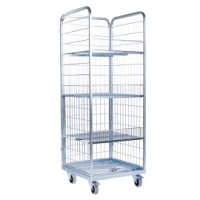 Three-walled metal trolleys with shelves 600x600x1650 mm